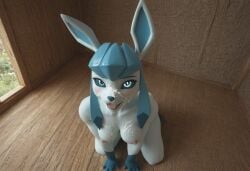 ai_generated anthro anthropomorphic beautiful bedroom big_breasts blue_eyes breasts breeding_request cum_in_mouth cum_on_breasts cum_on_face cumshot female fox fox_girl fur furry furry_only generation_4_pokemon glaceon in_heat inviting_to_sex kneeling_on_ground looking_at_viewer on_knees pokemon pokemon_(species) seductive seductive_look seductive_smile sexy sexy_body sexy_pose tits_out wet_pussy