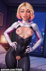 ai_generated blonde_hair breasts exposed_breasts exposed_pussy female gwen_stacy marvel marvel_comics pdbai small_breasts spider-gwen spider-man:_into_the_spider-verse tagme