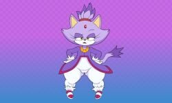 2025 5:3 anthro blaze_the_cat checkered checkered_background domestic_cat eyelashes felid feline felis female forehead_gem fur gem genitals gradient_background half-closed_eyes hands_on_hips mammal mia_(artist) narrowed_eyes pattern_background pervymarioman purple_body purple_fur pussy sega short_stack simple_background solo sonic_(series) sonic_the_hedgehog_(series) wide_hips
