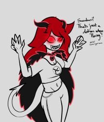 abs anonymous_artist demon demon_tail fangs female glowing_eyes horn overly_sarcastic_productions red_(overly_sarcastic_productions) succubus youtube youtuber