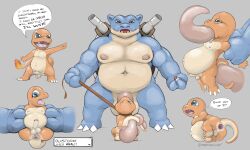 2pokemon 3_fingers 3_toes 4_fingers absurd_res all_the_way_through anal anus arm_grab balls belly big_dom_small_sub big_penis blastoise blue_body blue_eyes brown_eyes charmander chubby_male collar crouching dialogue dominant duo erection feet fingers fire forced gaping gaping_anus gay generation_1_pokemon genitals hands_on_belly hi_res in_ass_out_mouth inflation leash leash_pull leg_grab lifted long_penis lying male male/male narrowed_eyes navel nintendo nipples on_side oral oral_threading orange_body outie_navel penetration penis penis_size_difference pokémon_(species) pokeball pokemon pokemon_(species) pokemon_only prehensile_penis questionable_consent reptile restrained restrained_arms restrained_legs reverse_stand_and_carry_position reverse_suspended_congress sadosaurus scalie shell size_difference slightly_chubby small_penis speech_bubble stomach_bulge tail_wrapping tentacle_penis text text_box toes