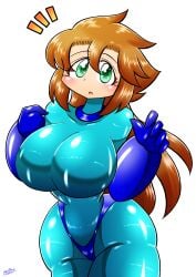 1girls bodysuit huge_breasts mega_man mega_man(classic) mega_man_(character) roco_(sulfer-kokegitsune) rule_63 sulfer-kokegitsune tagme