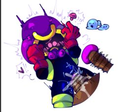 ... ?!! backpack brawl_stars cordelius cordelius_(brawl_stars) gas_mask gloves papatea514 papatea514_(artist) red_gloves