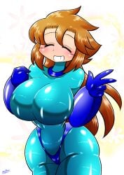 1girls bodysuit huge_breasts mega_man mega_man(classic) mega_man_(character) roco_(sulfer-kokegitsune) rule_63 sulfer-kokegitsune tagme