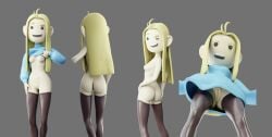 3d 3d_(artwork) anonymous_artist ass back_view blonde_hair bottom_view bottomless compilation flashing looking_at_viewer looking_back nude presenting_hindquarters pussy savannahxyz sole_female thighhighs wink youtube youtuber