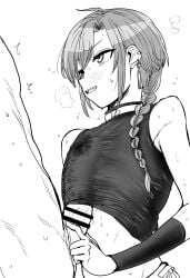 braid braided_hair censor_bar censored censored_genitalia censored_penis chestjob ear_piercing femboy feminine_male feminization girly handjob kaiman_garupan male_focus male_only monochrome naizuri naizuri_under_clothes nijisanji otoko_no_ko otokonoko penis penis_under_another's_clothes penis_under_clothes ryushen ryuushen sleeves tomgirl trap virtual_youtuber