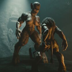 3d blizzard_entertainment bovid bovine breasts cave cortnaya cyclops dominant dungeon european_mythology female fur furry futanari greek_mythology greensteel hammer herm humanoid intersex mammal minotaur mythology taur tauren tools warcraft warrior