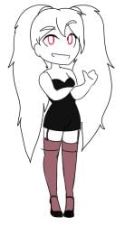 anonymous_artist black_dress garter_straps high_heels overly_sarcastic_productions red_(overly_sarcastic_productions) sole_female solo twintails youtube youtuber