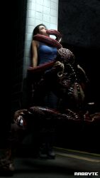 1boy 1girls 1monster 3d blender blender_(software) blender_eevee bound brown_hair forced forced_oral jill_valentine licker licker_(resident_evil) monster monster_rape rabbytemaker resident_evil resident_evil_3 resident_evil_3_remake tongue tongue_fucking tongue_in_mouth trapped