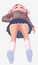 1female 1girls 3d 3d_(artwork) 3d_model 5_fingers blue_skirt breasts clothed clothed_female clothes clothing doki_doki_literature_club female female_focus female_human female_only human human_female human_focus human_only matching_hair/eyes matching_hair_and_eye_color matching_hair_and_eyes natsuki_(doki_doki_literature_club) panties pantyshot pink_eyes pink_hair print_panties screambean shoes skirt socks socks_and_shoes solo solo_female solo_focus thighs uniform upskirt vroid vroidhub white_background