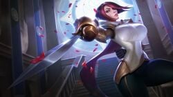 blue_eyes edit edited fiora_laurent huge_ass huge_breasts league_of_legends mkzitrovan_edits multicolored_hair riot_games tagme thick thick_thighs