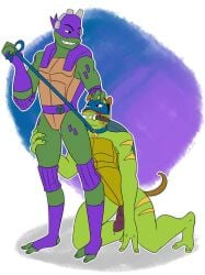 2boys anal_plug animal_penis anthro artist_request bara bit_gag bondage brothers clothed_male_nude_male collar dog_collar dog_ears dom dominant dominant_male domination donatello donatello_(tmnt) dripping_precum erection eye_contact gagged gay gay_bdsm green_skin humiliation incest leash leash_and_collar leonardo leonardo_(tmnt) male male/male male_only mask master penis pet petplay precum reptile rise_of_the_teenage_mutant_ninja_turtles rottmnt scalie slave smooth_skinned_male sub submissive submissive_male tail teenage_mutant_ninja_turtles tmnt toony turtle veiny_penis yaoi