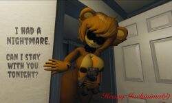 3d 3d_(artwork) anthro asking_viewer bear big_breasts blonde_hair bow_tie breasts cally3d clazzey cryptiacurves digital_media_(artwork) english_text fazclaire's_nightclub female five_nights_at_freddy's fnaf freddy_(fnaf) fredina's_nightclub fredina_(cally3d) frenni_(cryptia) frenni_fazclaire garry's_mod golden_freddy golden_freddy_(fnaf) golden_fredina_(cally3d) hair heavymachinima69 hi_res holding_object holding_plushie holding_teddy_bear hollow_eyes looking_at_viewer mammal nude nude_female plushie pupils scottgames solo standing_in_doorway teddy_bear text thick_thighs type_0 white_pupils yellow_body