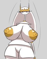 1girls antennae areolae arms_behind_back breasts breasts_out female female_only huge_breasts neutral_expression nipples pheromosa pokemon pokemon_(species) rag_prime solo solo_female yellow_areola