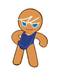 1boy 2023 annoyed cookie cookie_run food food_creature gingerbrave hi_res male sweat sweatdrop swimsuit tagme wet