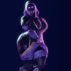 1girls 3d alien alien_girl bioware bodysuit coolmaster98 dark_background fat_ass fat_butt female female_only fully_clothed hands_on_breasts looking_at_viewer masked mass_effect quarian solo tali'zorah_nar_rayya