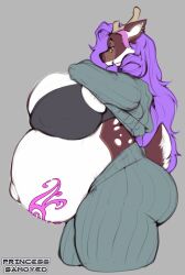 anthro big_breasts breasts dominique_(bionichound) female furry pregnant princesssamoyed ready_to_pop