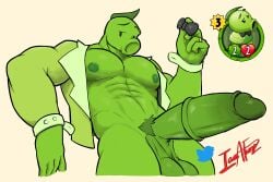 1boy 2023 abs anthro anthrofied artist_name balls ballsack bara bottomless_male boy dangling_testicles erect_nipples erection foreskin foreskin_folds furrz gay gay_male green_hair green_skin humanoid humanoid_genitalia hybrid_penis intact looking_at_viewer low_hanging_balls male male_nipples male_only male_pubic_hair masculine medial_ring medial_ringed_humanoid_penis muscles muscular_anthro muscular_male open_clothes open_shirt peashooter_(pvz) pecs pectorals penis penis_out plant plantie plants_vs_zombies plants_vs_zombies:_heroes retracted_foreskin scrotum smooth_penis smooth_skinned_male testicles the_podfather_(pvz) uncut video_games