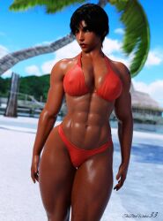 1girls 3d abs athletic big_breasts black_hair blender blizzard_entertainment breasts egyptian egyptian_female eyeshadow female female_only female_protagonist fit fit_female green_eyes large_breasts looking_at_viewer muscle_mommy muscles muscular muscular_female muscular_thighs nipples overwatch pharah short_hair solo tan-skinned_female tan_skin tattoo the_blue_widow33 thick_thighs yellow_nails