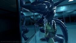 3d 3d_animation alien alien_(franchise) animated anthro cage cum cum_on_wall duo erection first_person_view fish kahliss knot loop male/male male_xenomorph masturbation muscular muscular_male roroboros shark size_difference snekkuu sound tagme video xenomorph