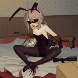 1girls arms_behind_back blindfold bondage bound female female_only gag girls_frontline helpless kaddo m200_(girls'_frontline) m200_(girls_frontline) solo tied_up vibrator_in_pussy