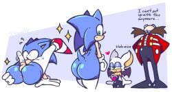 anus anus_peek ass_focus behind_view big_ass big_butt cock_sock cute dialogue dr._eggman exposed_torso femboy floofy_sonic_(nocklepie) footwear genitalwear handwear legwear nocklepie penis_sock rouge_the_bat sonic_(series) sonic_the_hedgehog sonic_the_hedgehog_(series) sparkles spread_legs stockings wide_hips