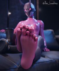 1girls 3d alien alien_girl alternate_version_available areolae barefoot black_toenails blender blurry blurry_background bottomwear breasts clothed clothing detailed_background epic_games feet female female_focus foot_fetish foot_focus fortnite half-dressed half_naked harlowe_(fortnite) headgear headwear helmet highres lewdrex looking_at_viewer medium_breasts nipples oil oiled oiled_skin oily pants partially_clothed pink_body pink_skin presenting presenting_breasts shiny shiny_skin sitting soles solo solo_focus topless watermark