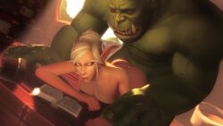 1boy 1girls 2019 3d 60fps ambrosine92 animated blizzard_entertainment blonde_hair blood_elf blood_elf_female bouncing_ass gool green_eyes green_skin interspecies large_ass large_breasts loop lowres maledom munt_works muscular_male music nude orc orc_(warcraft) orc_male orced original_character pleasure_face prone_bone sound video world_of_warcraft zilu