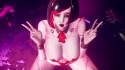 1girls 3d 3d_animation ahe_gao ahegao animated black_hair bouncing_breasts breasts demi_(subverse) double_v female large_breasts looking_at_viewer medium_hair quivering robot robot_girl sound subverse thick_thighs thighs tongue_out tummy video