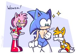 amy_rose cute exposed_torso female femboy floofy_sonic_(nocklepie) footwear grabbing_own_breast handwear male nocklepie self_upload sonic_(series) sonic_the_hedgehog sonic_the_hedgehog_(series) sparkles tails thick_ass thick_thighs wide_hips