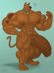 1boy abs anthro bara canine flaccid furry gab_art hyper hyper_balls hyper_cock hyper_genitalia hyper_penis hyper_testicles male male_only muscle muscles muscular muscular_male nipples nude pecs penis scooby-doo scooby-doo_(character) solo