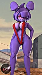 1girls 3d 3d_(artwork) anthro big_breasts bikini bonfie bonfie_(cryptia) bonnie_(cally3d) bonnie_(fnaf) breasts cally3d clazzey cryptiacurves curvy fazclaire's_nightclub female female_only five_nights_at_freddy's fnaf fredina's_nightclub furry hand_on_hip hi_res hourglass_figure nipple_bulge one_eye_obstructed purple_fur red_bikini scottgames swimwear thick_thighs voluptuous wide_hips wsuphapkun