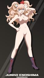 accurate_art_style areola areolae big_breasts blonde_female blonde_hair blue_eyes breasts danganronpa female_only junko_enoshima looking_at_viewer nipples nude nude_female open-mouth_smile oryononilocram pussy rabbit_hair_ornament smile smiling smiling_at_viewer straight_hair