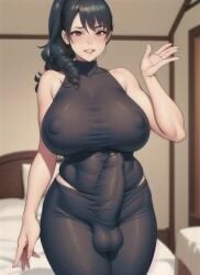 ai_generated big_breasts big_penis futa_only futanari naughty_faun penis_bulge solo solo_futa stable_diffusion tagme