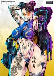 chun-li defaultz_17 street_fighter street_fighter_6 sunglasses tattoo tattoos