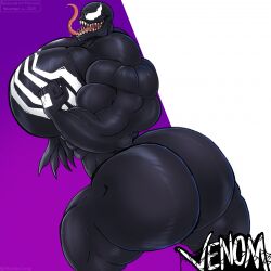 2020 ass background big_ass big_breasts big_butt black_body breasts breasts_bigger_than_head himbo long_tongue looking_at_viewer looking_back male marvel marvel_comics purple_and_white rhynobullraq symbiote thick_ass thick_thighs tongue tongue_out venom venom_(marvel) wide wide_ass wide_thighs