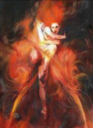 female fire flames jean_grey marvel marvel_comics naked nude phoenix phoenix_(x-men) x-men