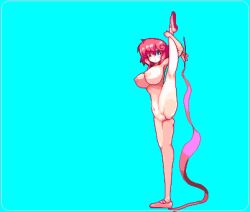 1girls areolae big_breasts breasts completely_nude completely_nude_female female female_only footwear footweear full_body holding_ribbon leg_up looking_at_viewer naked naked_female naked_footwear nipples nude nude_female one_eye_closed pastel_(twinbee) pixel_art pussy ribbon ribbon_dancing shoes solo solo_female standing standing_on_one_leg standing_split todohagane twinbee wink