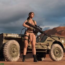 1futa 3d balls d4s_3d desert futa_only futanari gun leg_strap metal_gear_solid quiet_(metal_gear) rifle self_upload sniper sniper_rifle solo standing