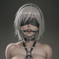 1girls ai_generated android armwear big_breasts black_clothing black_hairband blindfold blue_eyes bondage breasts cleavage domination dominmatrix dress front_view gloves gynoid hairband hourglass_figure huge_breasts looking_at_viewer masochism nier nier:_automata nipple_bulge nipples outdoors robot sadism short_hair skirt thick_thighs thighs white_hair yorha_2b