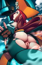 anus big_ass big_thighs fushark guilty_gear guilty_gear_xrd may_(guilty_gear) pubic_hair pussy ripped_clothing