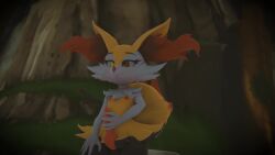 animated balls bodily_fluids braixen cum cum_on_hand erection knot male male_only masturbation nintendo nipples nude pokemon pokemon_(species) smile smug sound tagme thicchips video