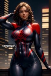 1girls 2023 ai_generated clothed_female curvaceous curvy_body curvy_figure diffusionlad female female_focus female_only genderswap_(mtf) huge_breasts latex_suit long_hair marvel marvel_comics miguel_o'hara rule_63 seductive_look skin_tight spider-man:_across_the_spider-verse spider-man_2099 spider-woman_2099 stable_diffusion voluptuous voluptuous_female