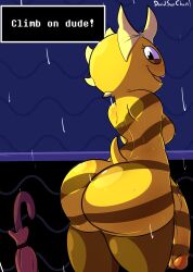 1futa anthro ass back back_view big_ass big_butt breasts davidsanchan dinosaur flaccid futa_only futanari huge_cock large_penis looking_back monster_kid naked solo solo_futa standing tail text text_box thick_thighs umbrella undertale undertale_(series) wide_hips