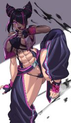 1girls abs big_breasts blood blue_toenails bracelet bracelets breasts busty capcom choker collar crazy crazy_eyes crazy_girl crazy_smile eight_pack female female_only female_pubic_hair fit fit_female gamjasssak huge_breasts juri_han korean korean_female large_breasts light-skinned_female light_skin muscular muscular_female pubic_hair pubic_hair_peek punk punk_girl punk_hair revealing_clothes spiked_bracelet spiked_choker spiked_collar spiked_leg_bracelet street_fighter street_fighter_6 toes toned toned_female tongue tongue_out