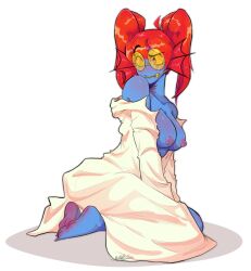 1girls 2d 2d_artwork alternate_universe anthro braces color feet fellswap fellswap_undyne female female_only ghostskeleto glasses labcoat naked_female simple_background solo solo_female solo_focus tagme twintails uncensored uncensored_breasts undertale undertale_(series) undertale_au undyne undyne_(fellswap) undyne_au white_background