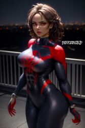 ai_generated curvaceous curvy_body curvy_female female_focus female_only genderswap_(mtf) hi_res huge_breasts latex_suit long_hair marvel marvel_comics miguel_o'hara rule_63 skin_tight spider-man:_across_the_spider-verse spider-man_2099 spider-woman_2099 stable_diffusion voluptuous voluptuous_female