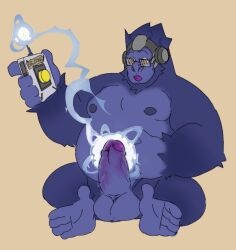 anthro ape blizzard_entertainment boner dark_n_swampy erection eyewear genitals glasses gorilla haplorhine hi_res male male_only mammal monkey monkey_boy monkey_feet nude nude_male overwatch penis prehensile_feet primate solo solo_male starstruck winston_(overwatch)