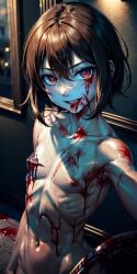 2d 2d_(artwork) 2d_artwork ai_generated blood chara chronoforge color female gore happy_female looking_at_viewer naked naked_female small_breasts smiling tagme uncensored uncensored_breasts undertale undertale_(series)