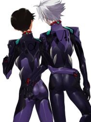 2boys ass_focus ass_grab back_view backsack brown_hair brown_hair_bottom bubble_butt domination gay grabbing grabbing_ass height_difference highres hosaka_dx kaworu_nagisa light_hair_on_dark_hair male male/male male_only narrow_waist neon_genesis_evangelion plugsuit shinji_ikari size_difference skin_tight skin_tight_suit skindentation tight_clothing touching viewed_from_behind white_hair white_hair_on_brown_hair white_hair_top yaoi